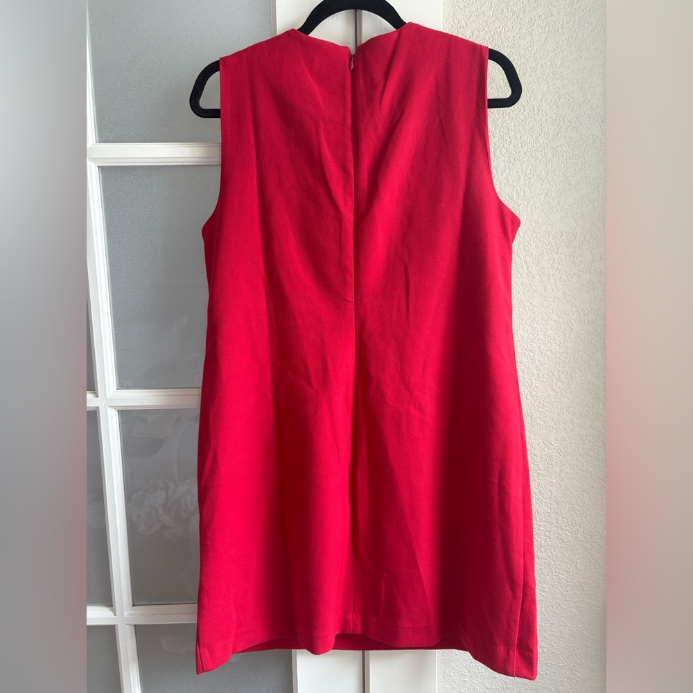 Gap - Women's Short Sleeve Shift Mini Dress with Pockets - Size Medium - Red - Picture 3 of 5
